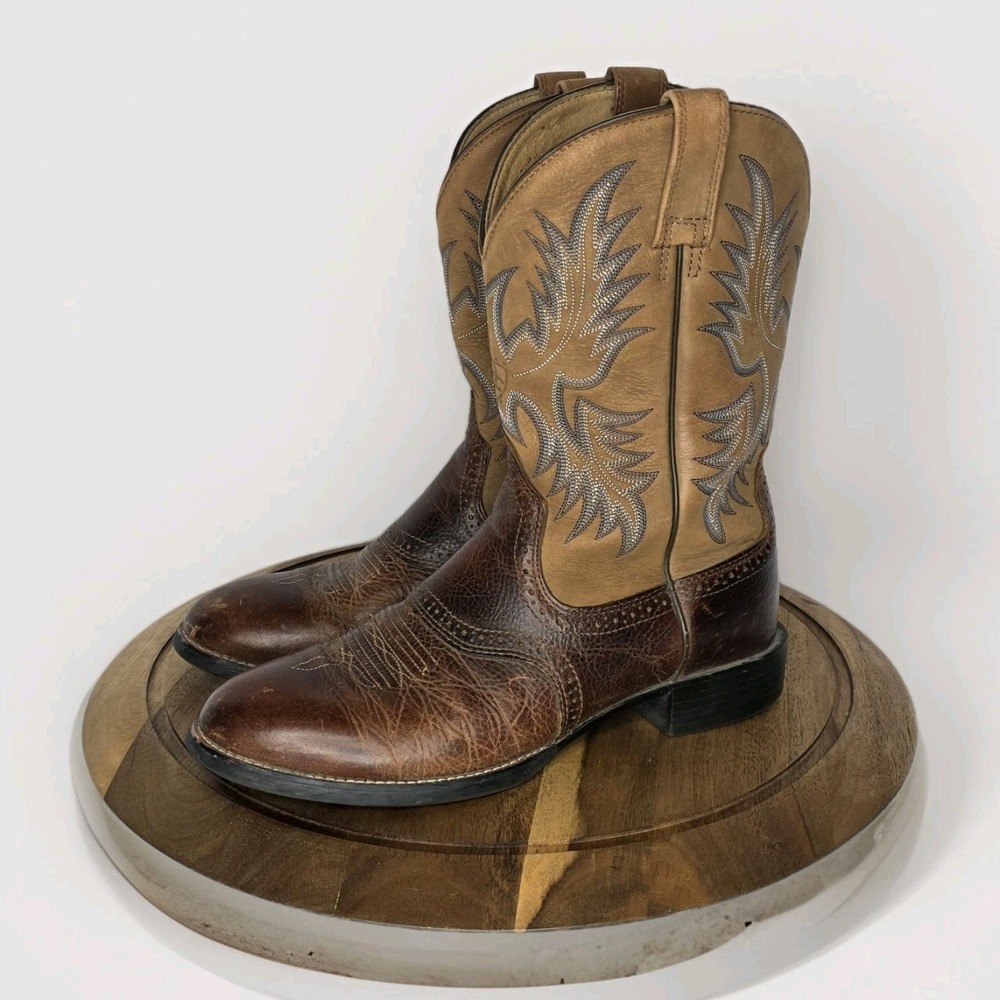 Ariat Heritage Stockman Western Cowboy Boots Men's 10.5 D Brown On Brown Leather